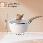 Cream Granite Non-Stick Saucepan with Lid - 18cm, by Nuovva