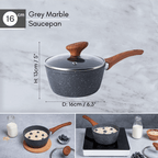 Non-Stick Saucepan with Lid (Multiple Sizes & Multiple Colours) by Nuovva