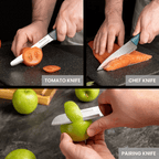 Dull Multicolour Kitchen Knife Set, Stainless Steel Non-Stick Blades - 3 pieces, by Nuovva