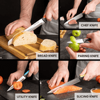Sharp Kitchen Knife Set With Acrylic Block, 6 piece (Multiple Colours), by Nuovva
