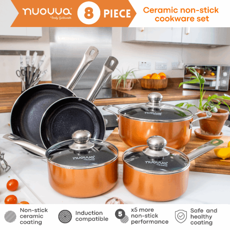 Kitchen Cookware Set with Lids - 8-Pieces (Multiple Colours)