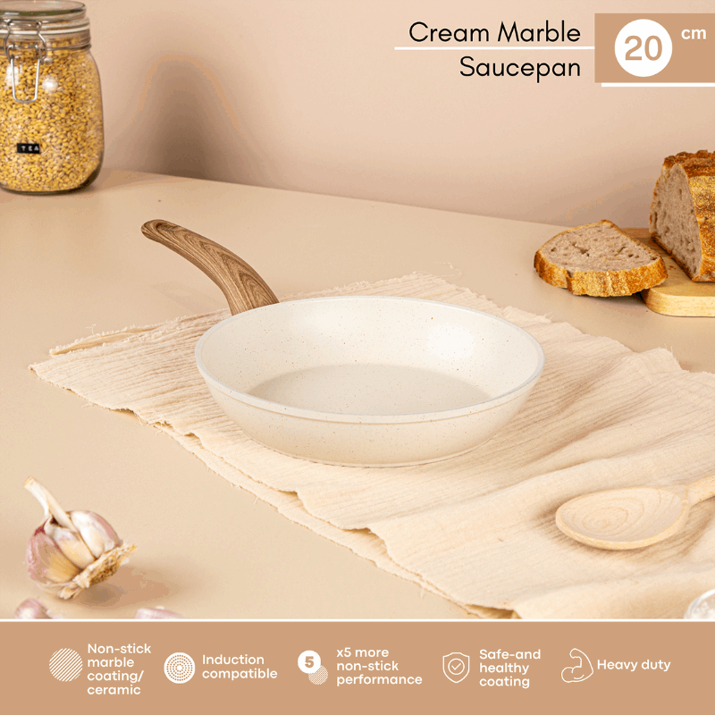 Cream Induction Non-Stick Frying Pan (Multiple Sizes), by Nuovva