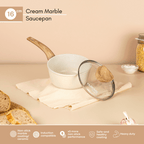 Cream Granite Non-Stick Saucepan with Lid - 16cm, by Nuovva