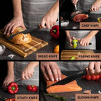 Copper Sharp Kitchen Knife Set With Acrylic Block - 6 piece, by Nuovva