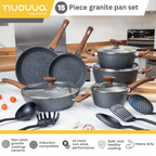 Kitchen Cookware Set of 5, 8, 15 & 35pcs with Lids - Multiple Colours