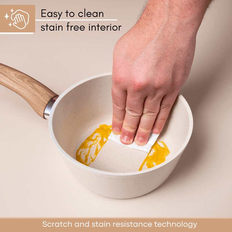 Non-Stick Saucepan with Lid - 3 Pieces, 16cm, 18cm, 20cm ( Multiple Colours) by Nuovva