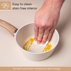 Cream Granite Non-Stick Saucepan Set with Lids (2 pieces / 3 pieces) by Nuovva