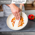 Cream Frying Pan Set for Induction, Gas & Electric Hob (3 Piece) by Nuovva