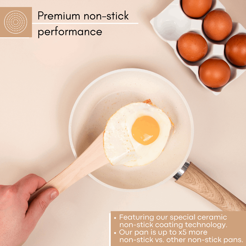 Cream Induction Non-Stick Frying Pan (Multiple Sizes), by Nuovva