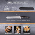 Japanese Steel 67-Layer Damascus Style Serrated Bread Knife with Pakkawood Handle, by Nuovva