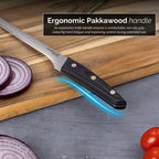 Japanese Steel 67-Layer Damascus Style Boning Knife with Pakkawood Handle, by Nuovva