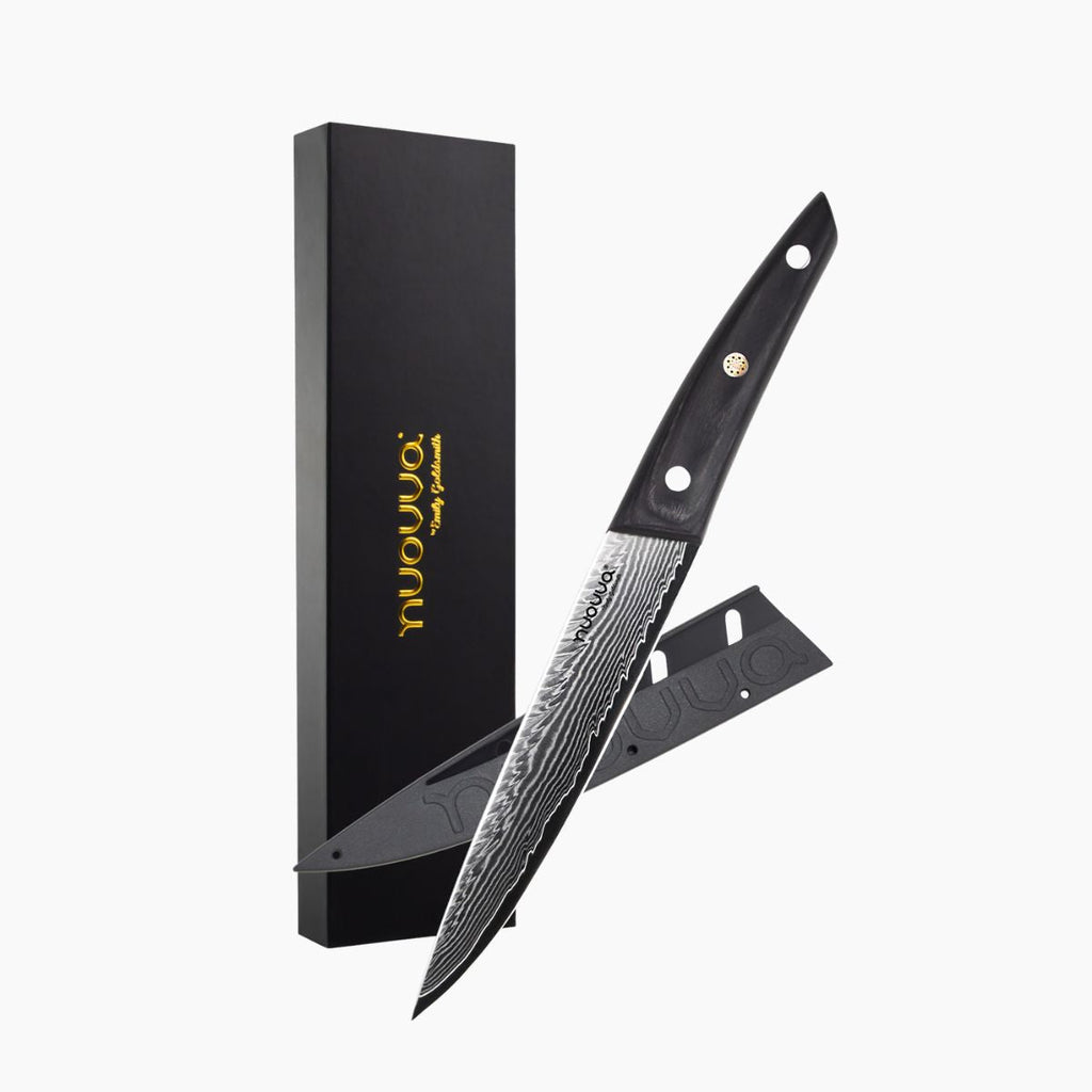 Japanese Steel 67-Layer Damascus Style Utility Knife with Pakkawood Handle, by Nuovva