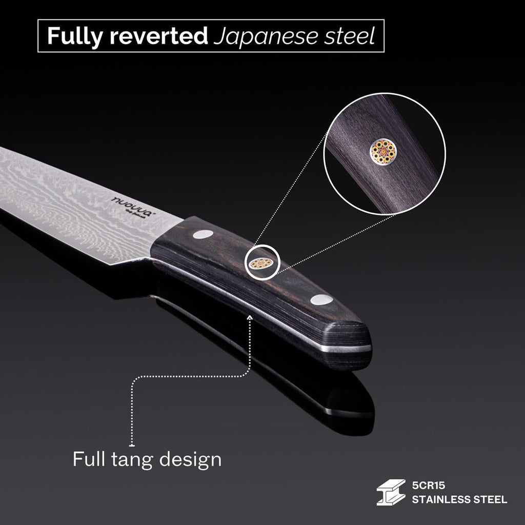 Japanese Steel Damascus Style Kitchen Knives with Pakkawood Handles - Multiple Variants, by Nuovva