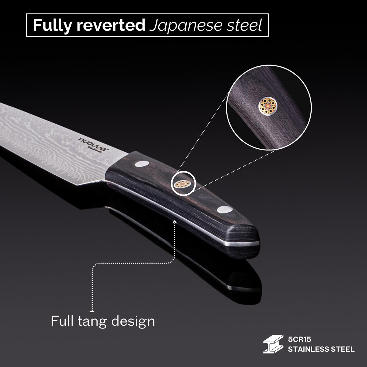 Japanese Steel Damascus Style Kitchen Knives with Pakkawood Handles - Multiple Variants, by Nuovva