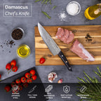 Japanese Steel Damascus Style Kitchen Knives with Pakkawood Handles - Multiple Variants, by Nuovva