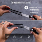 Japanese Steel Damascus Style Kitchen Knife Set, Paring & Utility Knives, by Nuovva