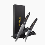 Japanese Steel Damascus Style Kitchen Knife Set, Paring & Utility Knives, by Nuovva