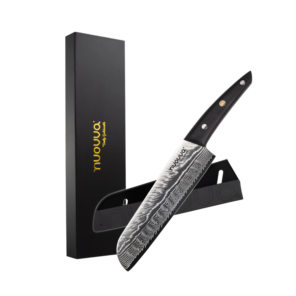 Japanese Steel Damascus Style Kitchen Knives with Pakkawood Handles - Multiple Variants, by Nuovva