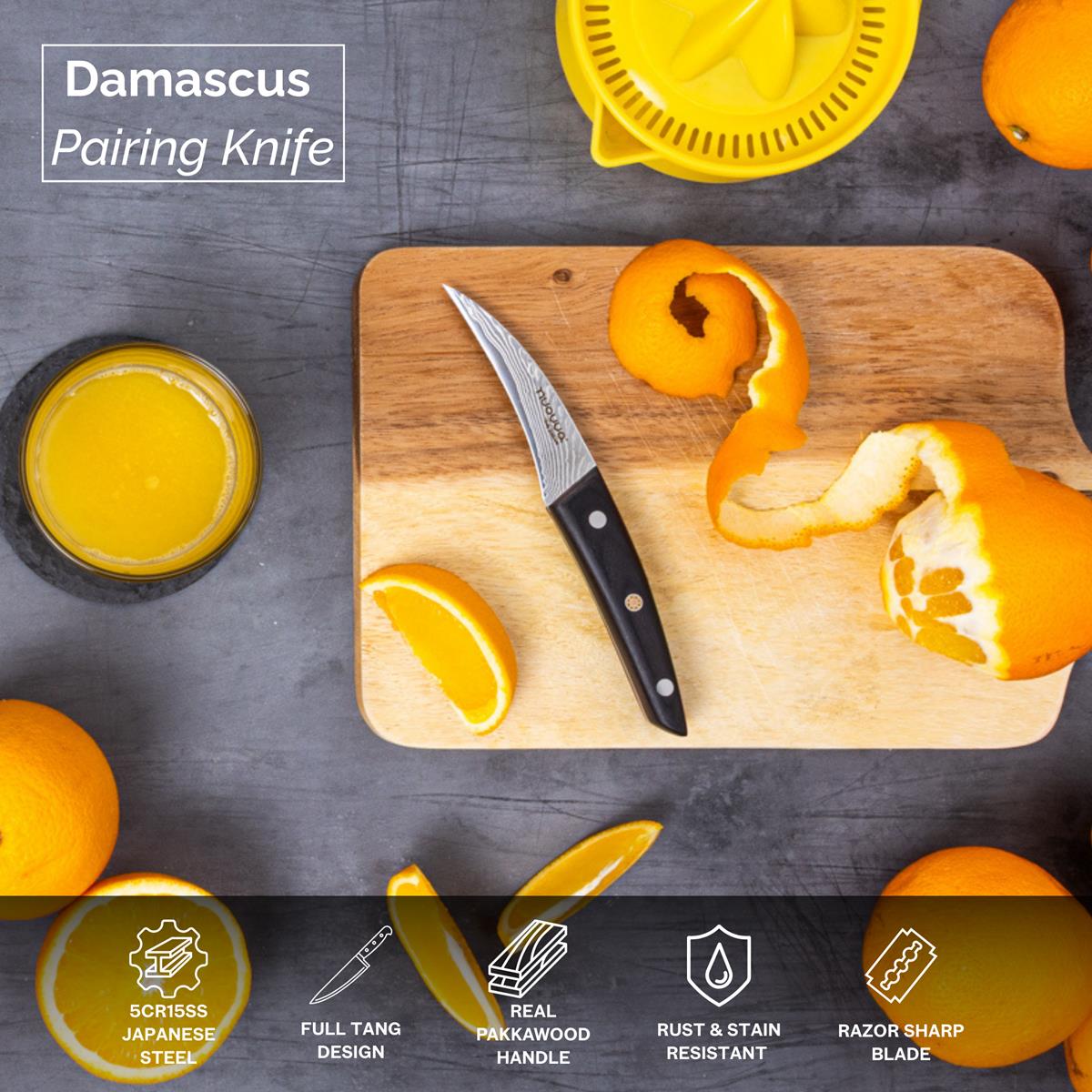 Japanese Steel Damascus Style Kitchen Knives with Pakkawood Handles - Multiple Variants, by Nuovva