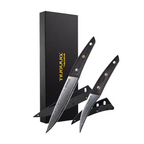 Japanese Steel Damascus Style Kitchen Knives with Pakkawood Handles - Multiple Variants, by Nuovva