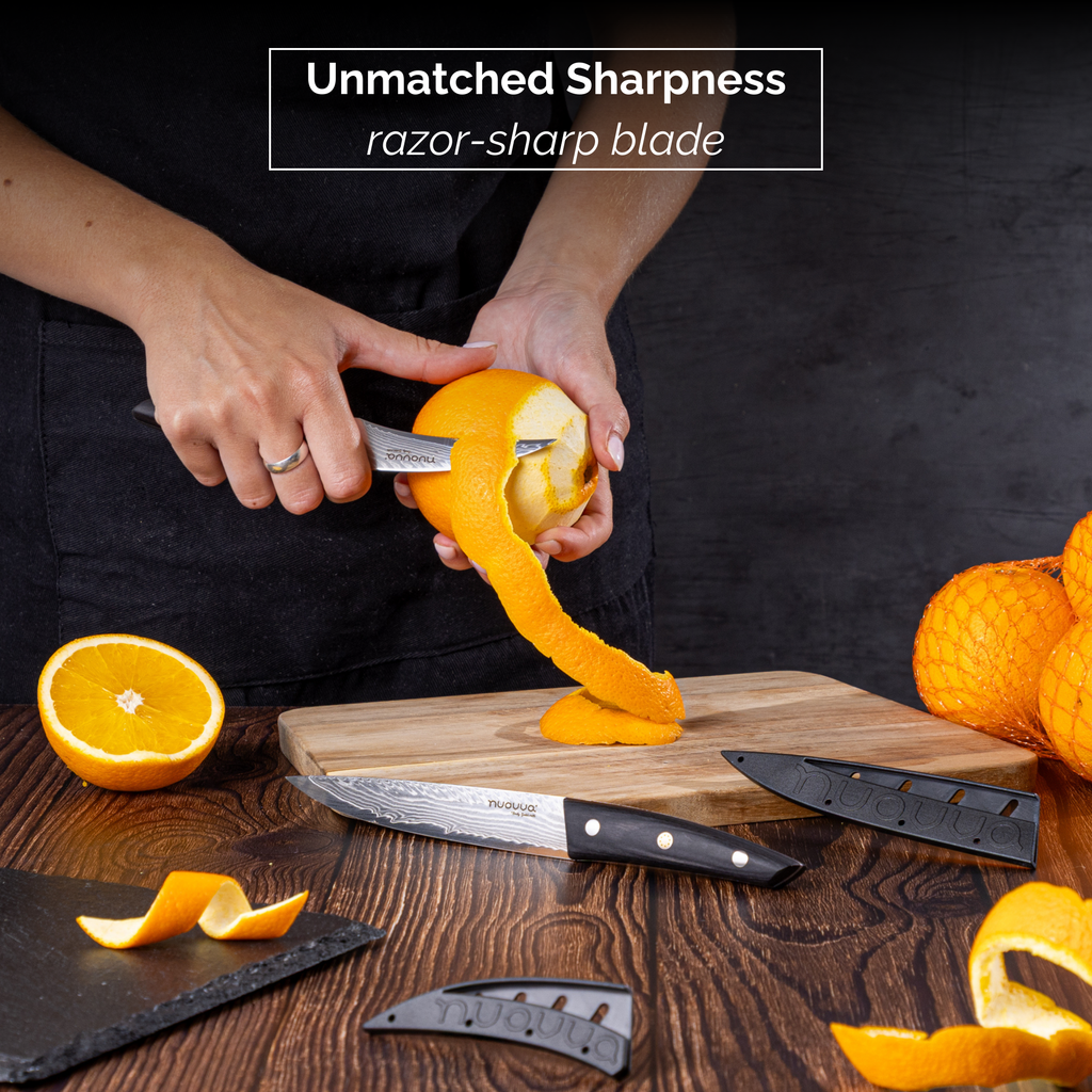 Japanese Steel Damascus Style Kitchen Knives with Pakkawood Handles - Multiple Variants, by Nuovva