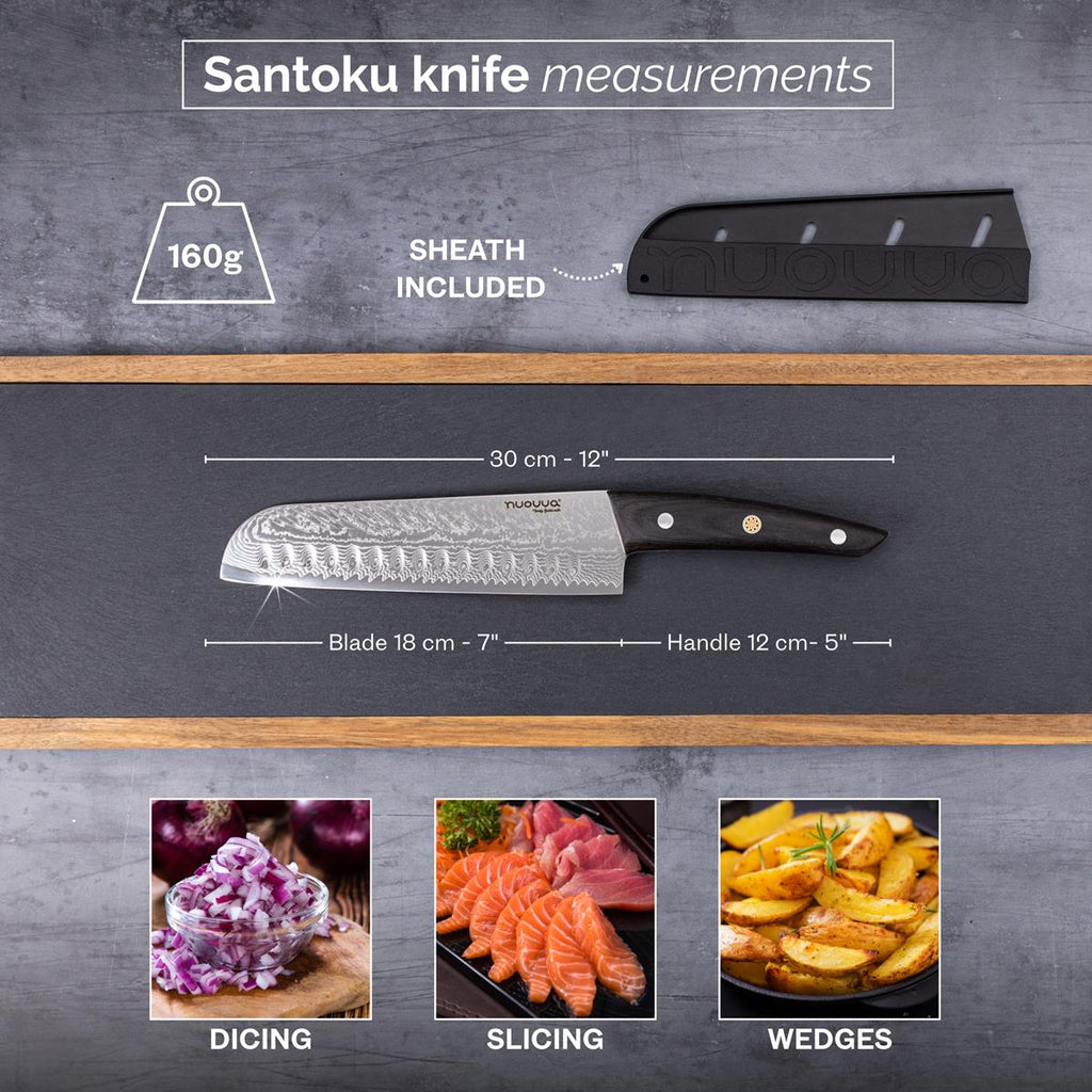 Japanese Steel Damascus Style Kitchen Knives with Pakkawood Handles - Multiple Variants, by Nuovva