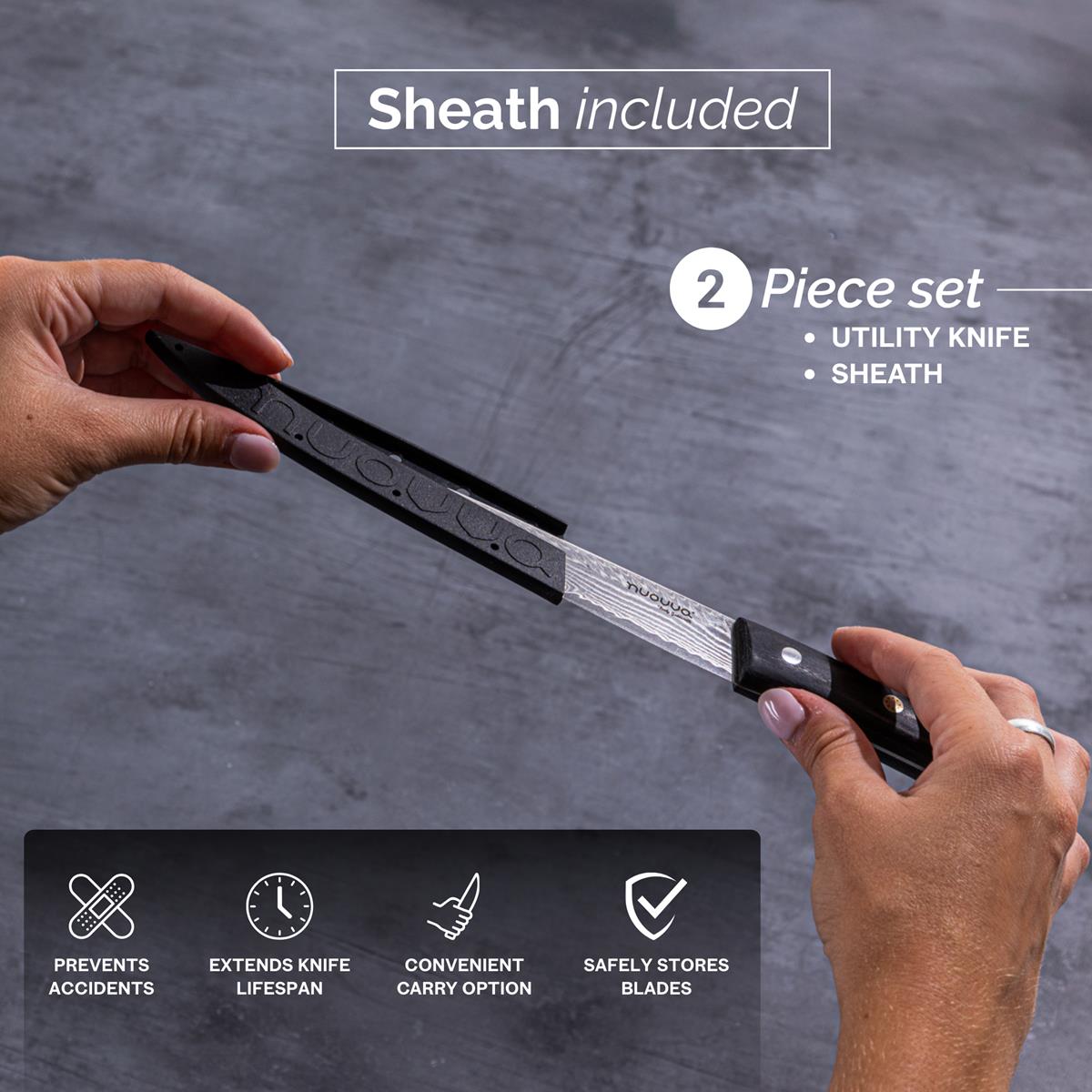 Japanese Steel Damascus Style Kitchen Knives with Pakkawood Handles - Multiple Variants, by Nuovva