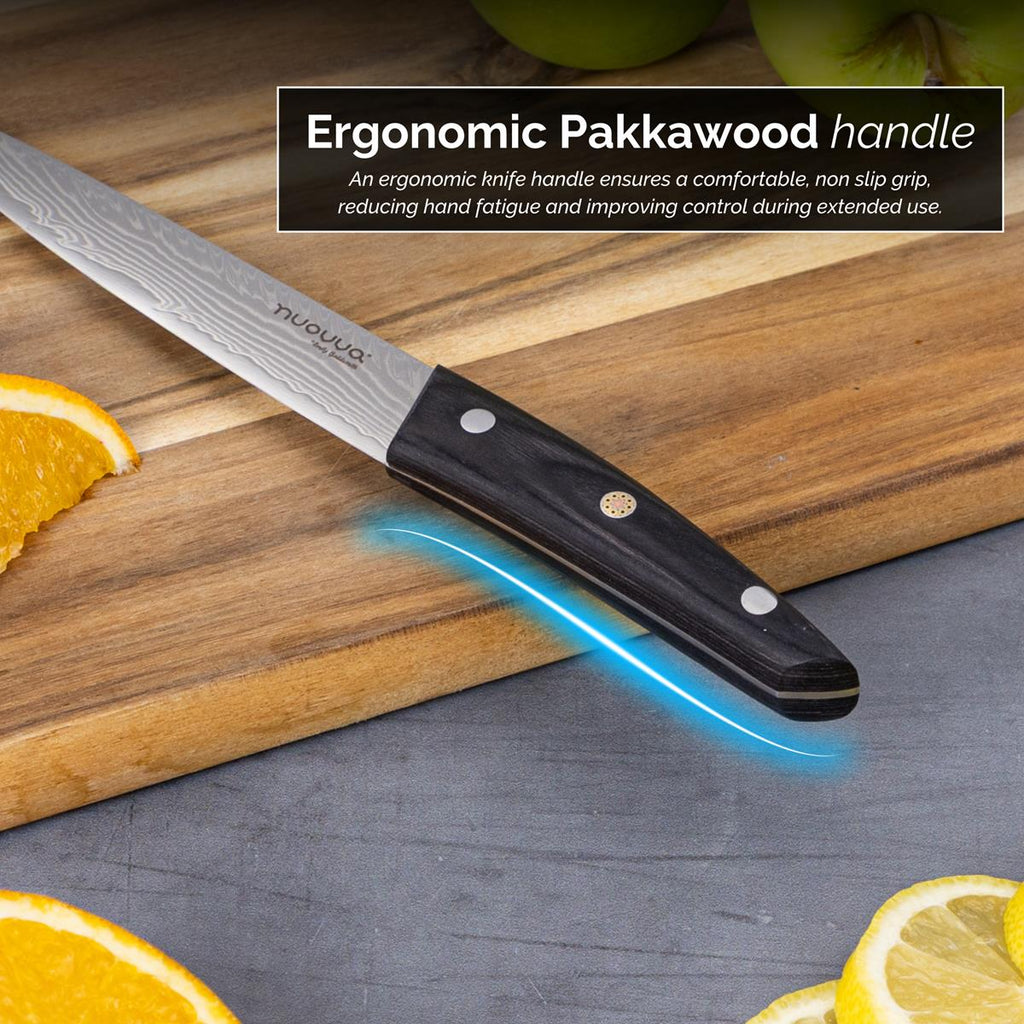 Japanese Steel Damascus Style Kitchen Knives with Pakkawood Handles - Multiple Variants, by Nuovva