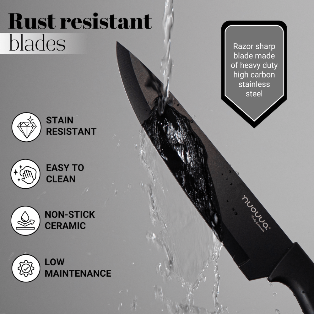 17pcs Kitchen Utensil & Knife Set with Block & Chopping Board (Multiple Colours) - By Nuovva