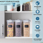 Cereal Storage Containers For Pantries Airtight BPA-Free 4L - 4pcs, by Nuovva