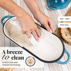 Light Blue Enamelled Cast Iron Bread Loaf Pot, Non-Stick Dutch Oven - 32x14cm, by Nuovva