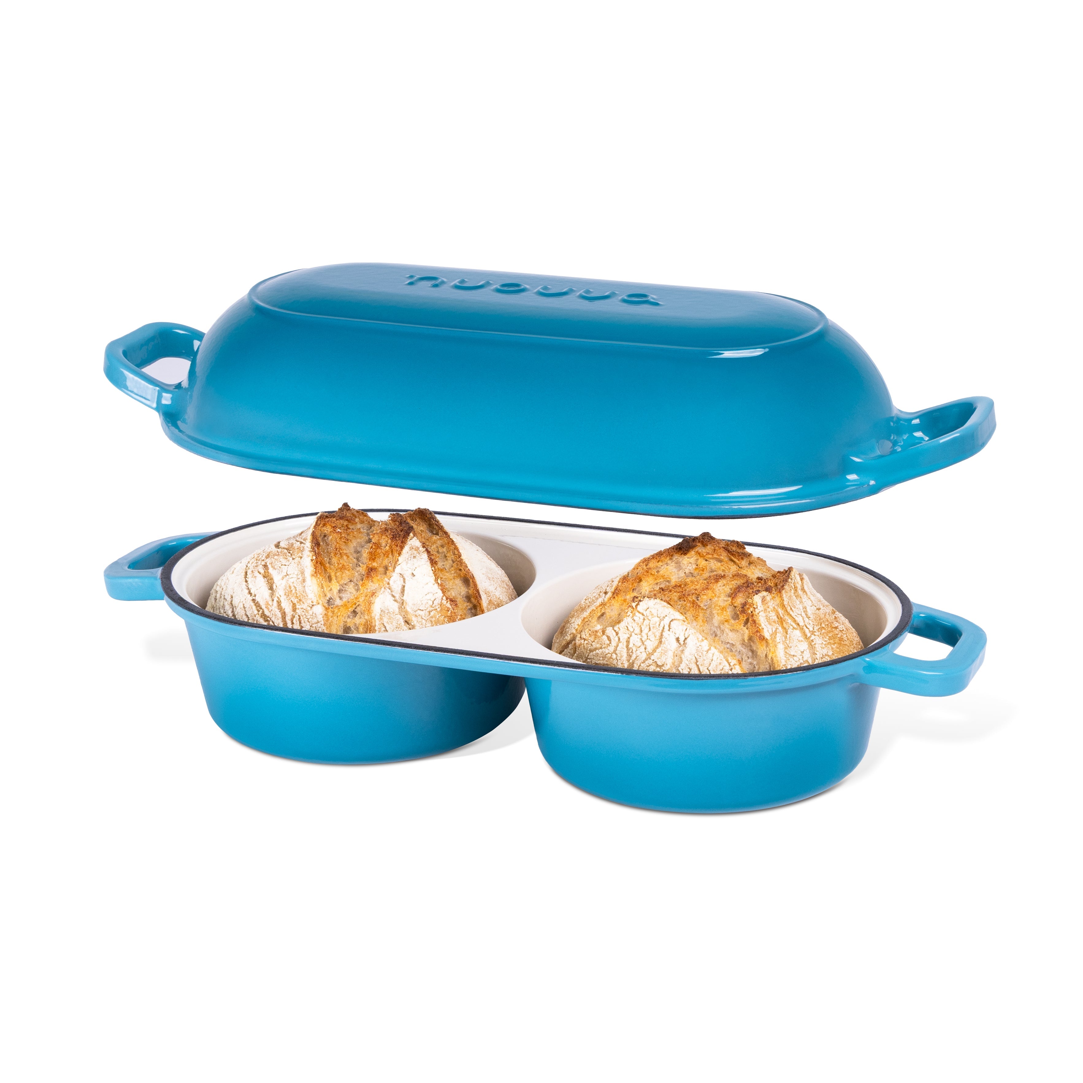 Cast Iron Dutch Oven – Double Round Bread Loaf Pot – 16cm Diameter, (Multiple Colours), by Nuovva