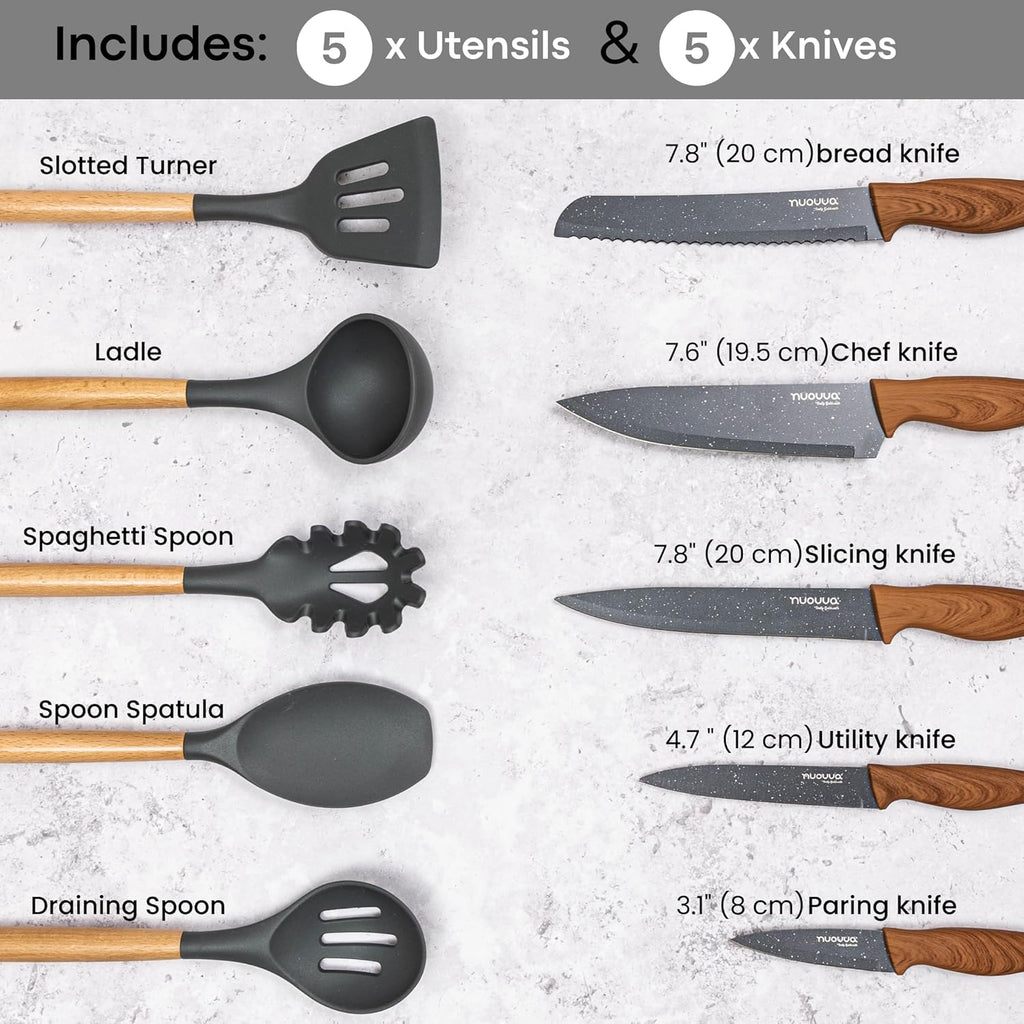 35pcs Granite Kitchen Cookware & Kitchen Knife Set