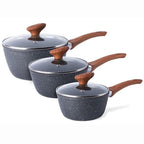 Marble Granite Non-Stick Saucepan with Lid (Multiple Set Sizes) by Nuovva