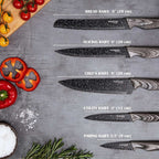 Sharp Kitchen Knife Set With Acrylic Block, 6 piece (Multiple Colours), by Nuovva