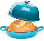 Light Blue Enamelled Cast Iron Dutch Oven Bread Pot - 5.6 Lite - 26cm, by Nuovva