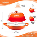 Orange Enamelled Cast Iron Dutch Oven Bread Pot - 5.6 Lite - 26cm, by Nuovva