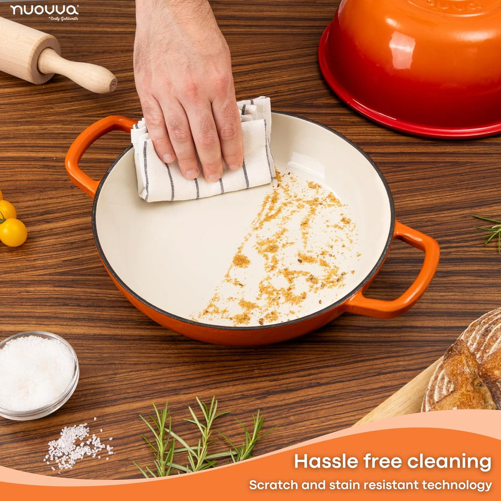 Enamelled Cast Iron Dutch Oven Bread Pot, 5.6 Lite - 26cm (Multiple Colours) by Nuovva