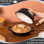 Black Enamelled Cast Iron Dutch Oven Bread Pot - 5.6 Lite - 26cm, by Nuovva