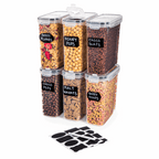 Airtight BPA-Free Cereal Food Storage Containers 2.5L - 6Pcs, by Nuovva