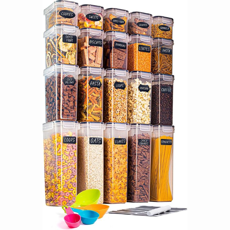 Airtight Kitchen Food Storage Containers, Multiple Sizes (Sets of 8, 14, 20, 36) by Nuovva