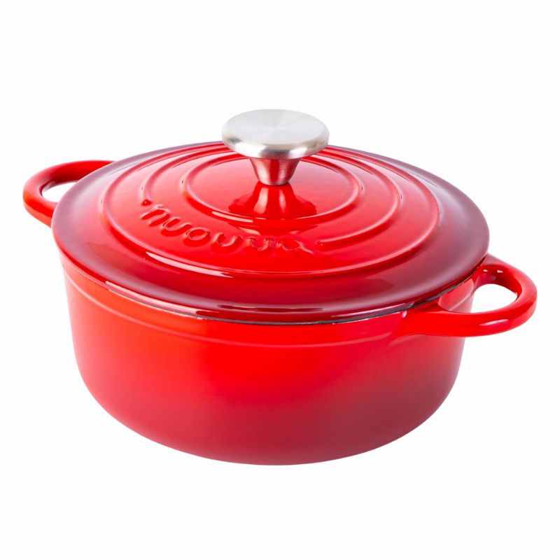 Red Cast Iron Dutch Oven with Lid - 2L, 20cm