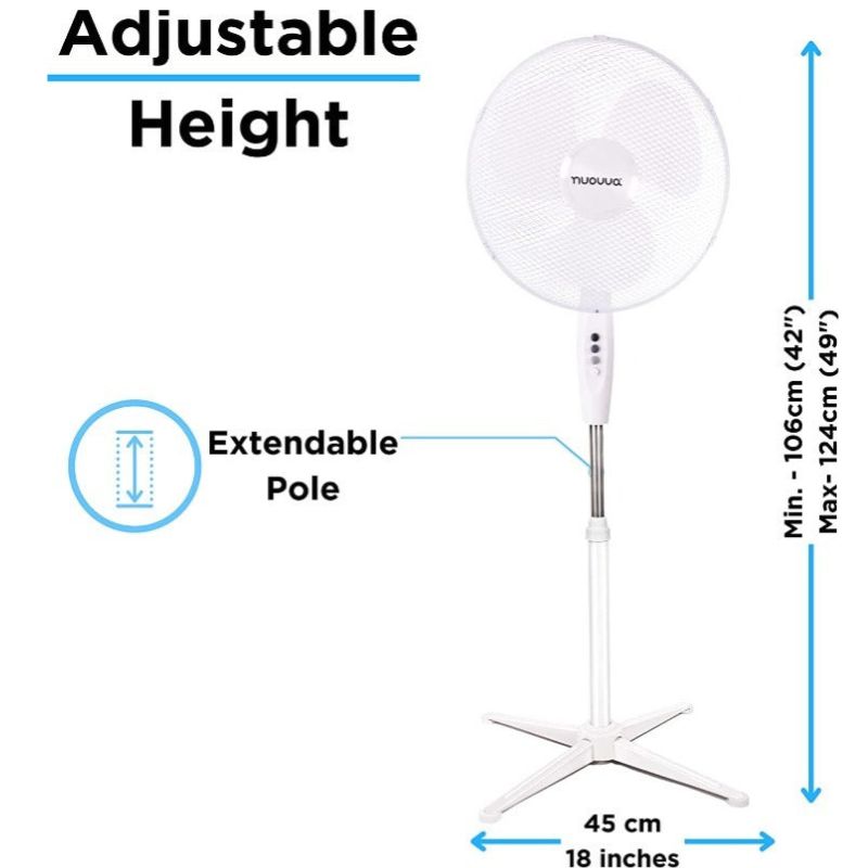 Oscillating 3-Speed Pedestal Fan (16inch) Black/White