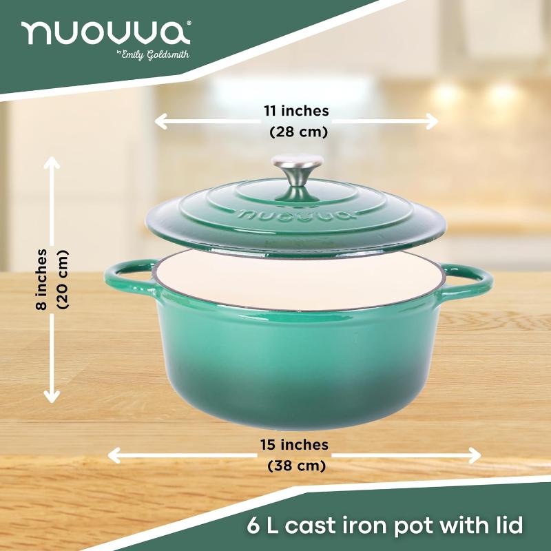 Enamelled Cast Iron Casserole Pot - 28cm - 6L (Multiple Colours Available)