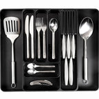 Black Expandable Cutlery Drawer Organiser  Divider, by Nuovva