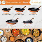 Copper Kitchen Cookware Set of 35, 15, 8, 5pcs with Lids (Multiple Set Sizes)