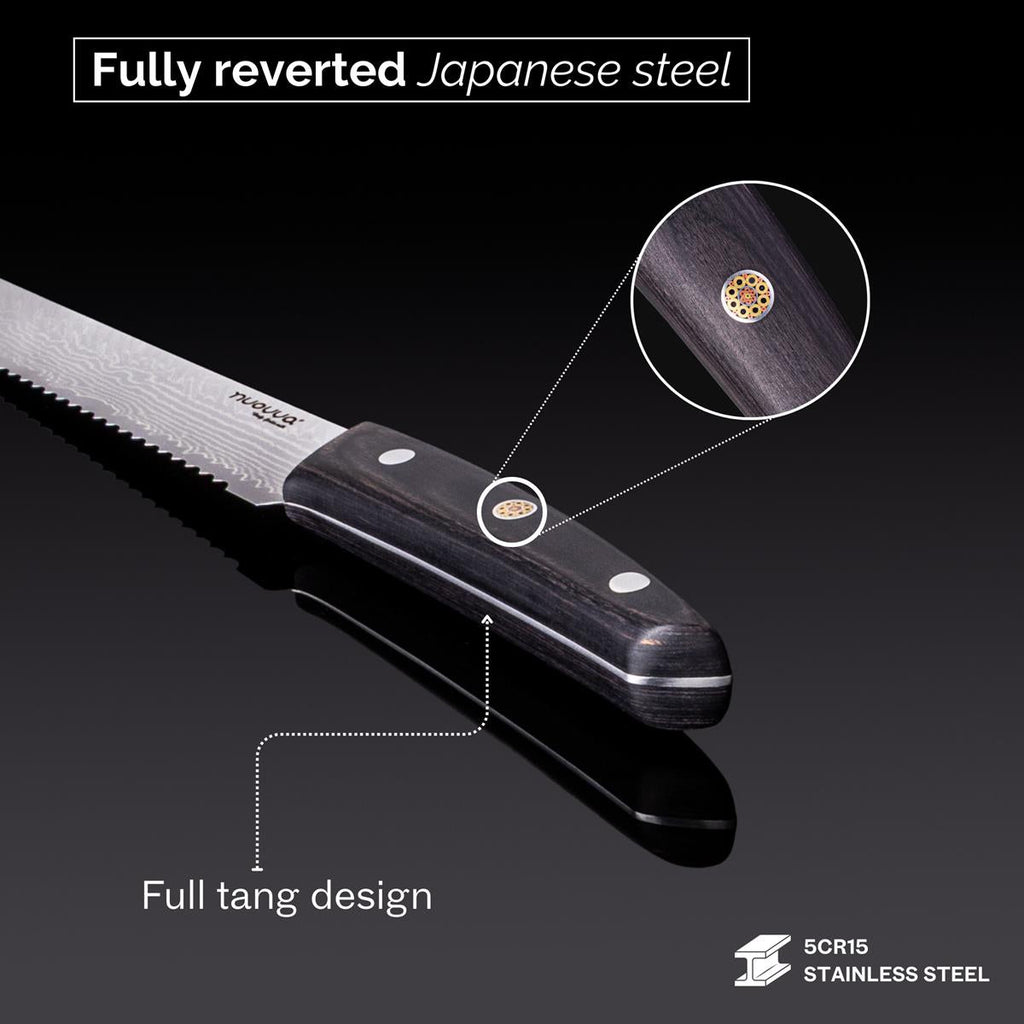 Japanese Steel Damascus Style Kitchen Knives with Pakkawood Handles - Multiple Variants, by Nuovva