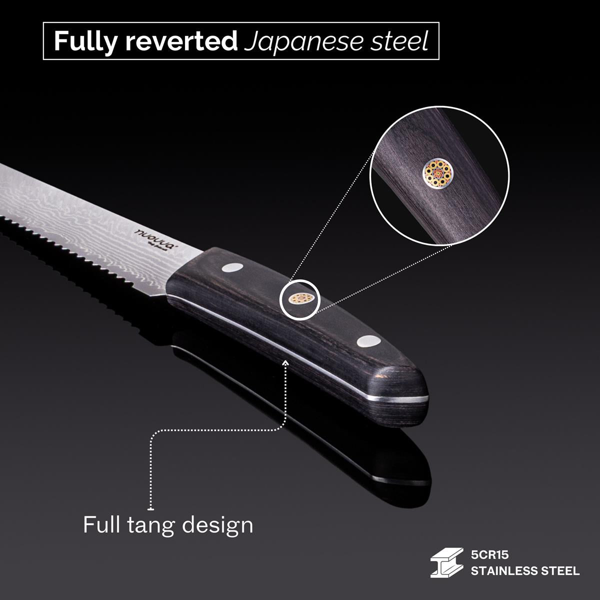 Japanese Steel Damascus Style Kitchen Knives with Pakkawood Handles - Multiple Variants, by Nuovva