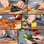 Professional Kitchen Knife Set with Acrylic Block - 17 Pieces (Multiple Colours), by Nuovva