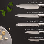 Stainless Steel Knife Set With Acrylic Block -5 Pieces, by  Nuovva